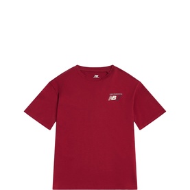 New Balance children's T-shirt in Podium Red with small NB logo on chest, crew neck and short sleeves