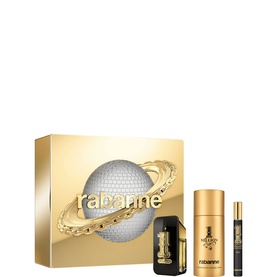 Paco Rabanne 1 Million Black Eau de Parfum Gift Set 50ML, three-piece set with EDP bottle, deodorant spray, and travel spray in gold gift box