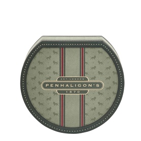 Penhaligon's Luna Eau de Toilette Gift Set 30ml in grey decorative round tin with stripe and horse motif detail.