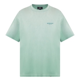 Represent Washed Aloe cotton T-shirt with crew neck, short sleeves, and small chest logo print