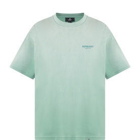 Represent Washed Aloe cotton T-shirt with crew neck, short sleeves, and small chest logo print