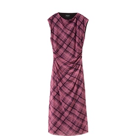 Twist Check Mesh Flared Dress