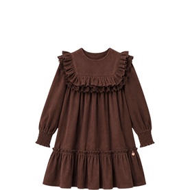 Avery Corduroy Lace Trim Dress