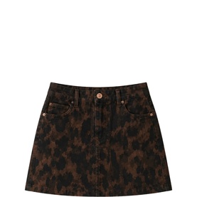 Callie Leopard Denim Mini Skirt