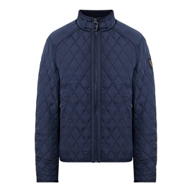 Belstaff casual jacket in Dark Ink, diamond quilted with funnel neck, full zip fastening and logo badge to sleeve