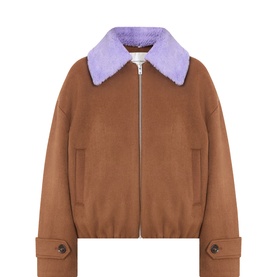 Jael Faux-Fur Collar Bomber Jacket