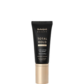 Kash Beauty Total Hold Primer in a black tube with gold cap, 40ml long-lasting gel formula for face makeup