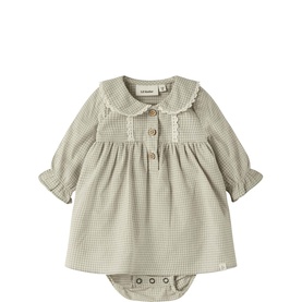 Pleated Check Dress & Bloomers Two-Piece Set