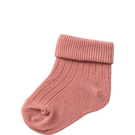 Lil Atelier baby socks in Withered Rose, ribbed knit with fold-over cuff, infant size