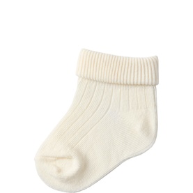 Lil Atelier baby socks in Turtledove, ribbed fold-over cuff, soft knit construction