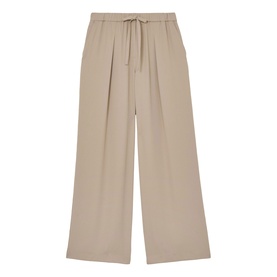 Reiss beige wide-leg trousers with drawstring waistband and front pleats, relaxed fit