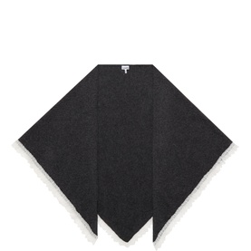 Ganni Lace Trim Triangular Scarf in Phantom, dark grey wool with contrast white lace trim edges, triangle shape