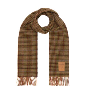 Mini Check Logo Patch Fringed Scarf