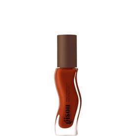 Gisou Honey Infused Lip Oil in Cherry Coco, deep terracotta lip oil in curved glass bottle with brown cap