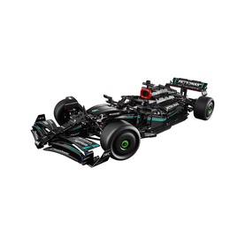 Lego Technic Mercedes-AMG F1 W14 E Performance replica in black, detailed buildable racing car model with aerodynamic wings