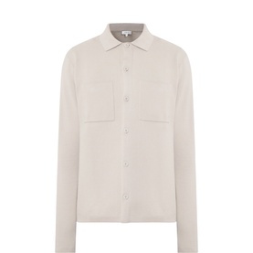 Arne stone casual shirt with spread collar, chest patch pockets, and button-front fastening, long-sleeved