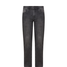 Arne Grey Wash jeans, straight leg, five-pocket design with faded finish, 98% cotton stretch denim