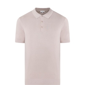 Arne Knitted Polo Shirt in stone, short sleeves, buttoned placket, polo collar, ribbed trims, slim fit, 100% cotton