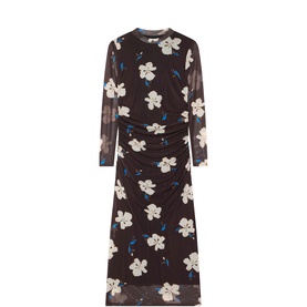 Floral Mesh Flared Dress