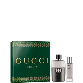 Gucci Guilty Pour Homme Eau de Toilette Gift Set 50ml, green decorative box with EdT bottle and travel spray