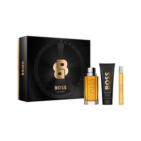 Hugo Boss The Scent Eau de Toilette & Shower Gel Gift Set 100ml, featuring EDT bottle, shower gel and travel spray in black gift box