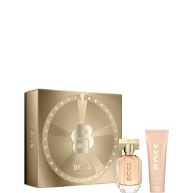 Hugo Boss The Scent Eau de Parfum & Body Lotion Gift Set 50ml, gold gift box with EDP bottle and body lotion tube