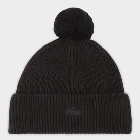 Crocodile Logo Pom Beanie Hat