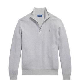 Pony Logo Mesh Knitted Quarter-Zip Sweater