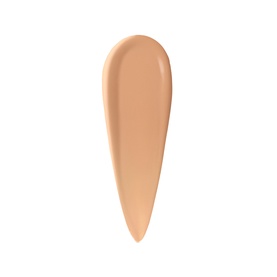Warm beige foundation or concealer swatch shown as a teardrop-shaped smear on white background