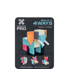 Connetix PRO Build It 4 Ways Animals magnetic tile set, multi-coloured, 30-piece advanced building toy for ages 5+