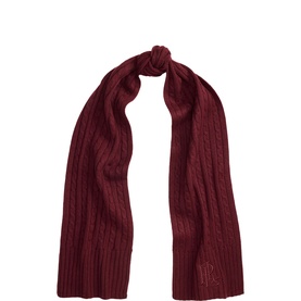 Embroidered Logo Cable Knitted Scarf