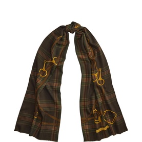 Logo Plaid Belting Wool Wrap Scarf