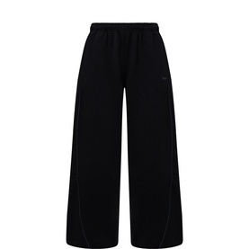 Tala black wide-leg sweatpants with contrast stitching detail and elasticated waistband, cotton-polyester blend