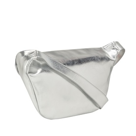 Anxious Preoccupied silver crossbody bag in metallic finish with adjustable strap and silver-tone hardware