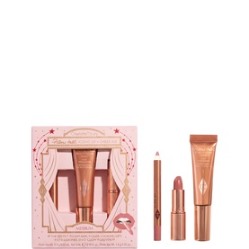 Charlotte Tilbury Pillow Talk Iconic Lip + Cheek Kit in Medium, set of four including lip gloss, liner, lipstick and blush