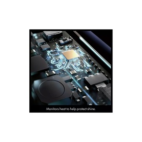 Dyson Airwrap&trade; Origin Multi-Styler & Dryer internal heat-monitoring technology graphic with caption: Monitors heat to help protect shine.