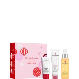 Elizabeth Arden Find The Glow skincare gift set, three-piece collection in festive red and white holiday packaging