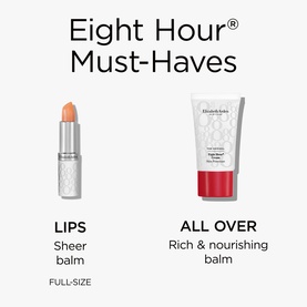 Elizabeth Arden Eight Hour Must-Haves set featuring full-size sheer lip balm and rich nourishing all-over balm tube