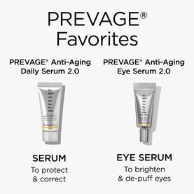 Elizabeth Arden PREVAGE Anti-Aging Daily Serum 2.0 and Eye Serum 2.0 duo set, shown in silver tubes on white background