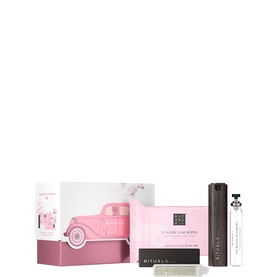 Rituals fragrance gift set in pink floral box with luxury car super diffuser, spray and card accessories