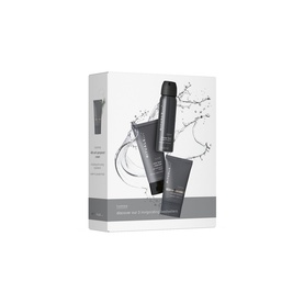 Rituals Homme Trial Gift Set containing three grey grooming products including spray and tubes, presented in grey gift box