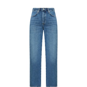 Citizens of Humanity Straight Jeans in Avant blue denim, high-rise waist, classic five-pocket design, relaxed straight leg