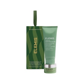 Elemis Nourish & Smooth Duo Gift Set with green tube and mini pot, presented with festive green gift packaging