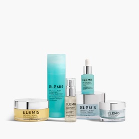 Elemis The Power of Pro-Collagen Gift Set featuring six skincare products including cleansing balm, serum, oil, eye cream, and moisturiser