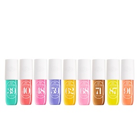 Sol De Janeiro Sol Many Options Gift Set featuring 9 mini roll-on perfume oils in assorted pastel shades with white caps
