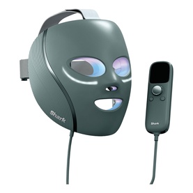 Shark Beauty CryoGlow LED Face Mask in Sage Green, shown with wired remote control handset