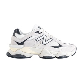 New Balance 9060 trainers in Reflection Sea Salt, white and navy leather and mesh upper with chunky cream sole