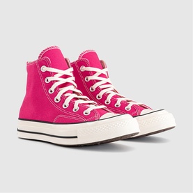 Converse Chuck 70 high-top trainers in hot pink canvas with white laces and cream rubber sole