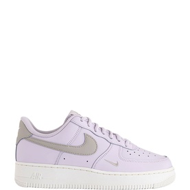 Nike Air Force 1 trainers in bleached lilac with grey swoosh, white cupsole, low-top leather upper