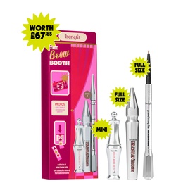 Benefit The Brow Booth make-up gift set with full-size and mini brow products, worth &pound;67.25, in pink and silver packaging
